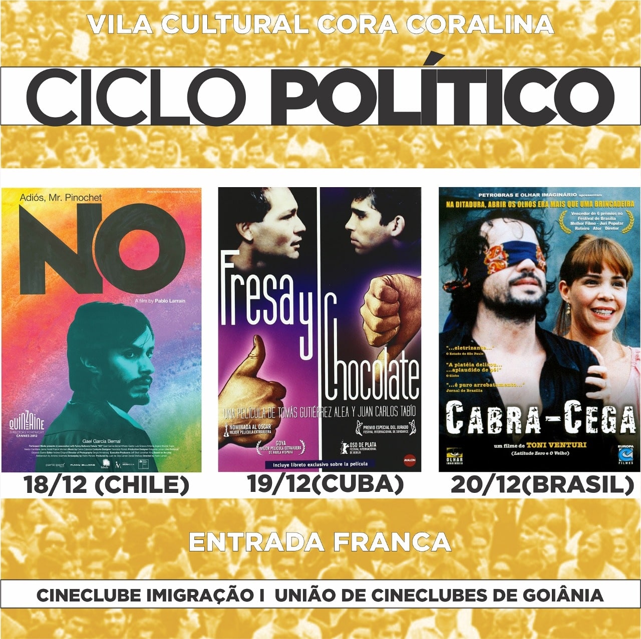 3º Ciclo de Cinema Política do Cineclube Imigração